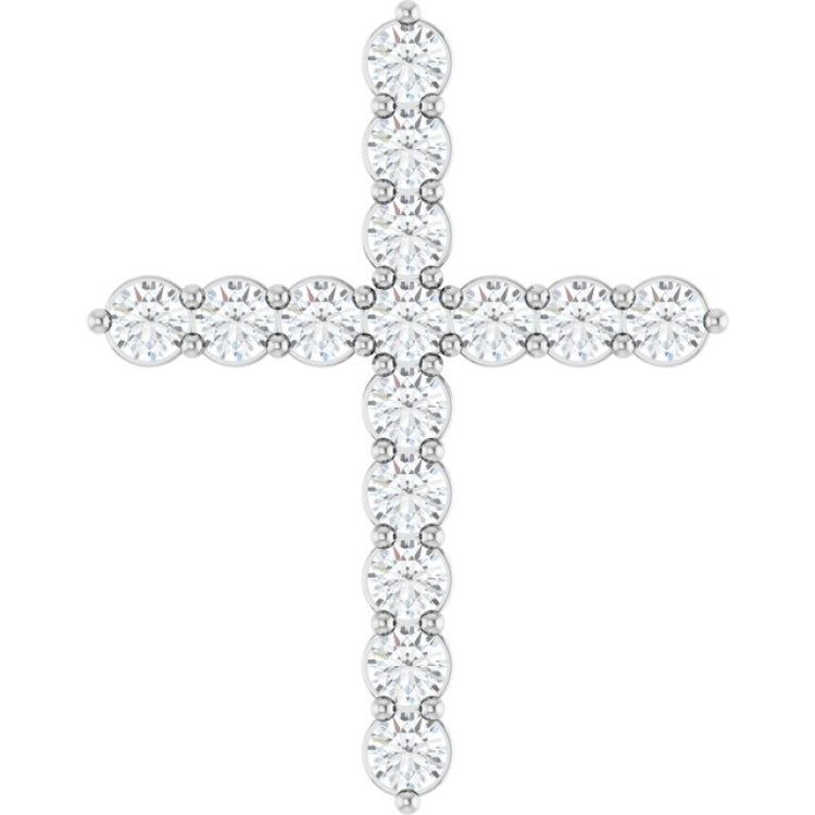 14K White Gold 3/4 CTW Lab-Grown Diamond Cross Pendant