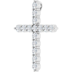 14K White Gold 3/4 CTW Lab-Grown Diamond Cross Pendant