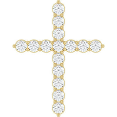 14K Yellow Gold 3/4 CTW Lab-Grown Diamond Cross Pendant