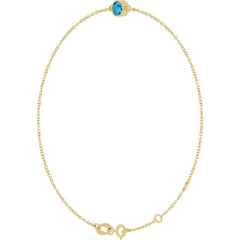 14K Yellow Gold Natural Blue Zircon 6 1/2-7 1/2" Bracelet