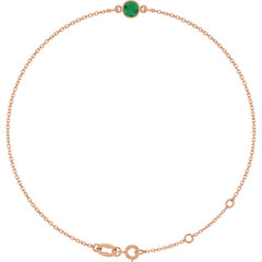 14K Rose Gold Natural Emerald 6 1/2-7 1/2" Bracelet