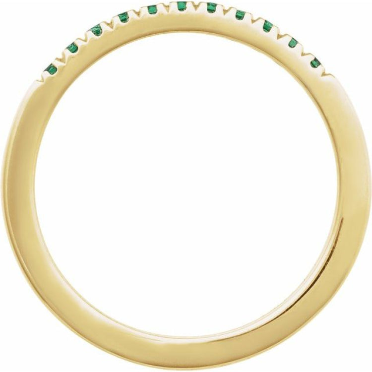 14K Yellow Gold Lab-Grown Emerald Stackable Ring