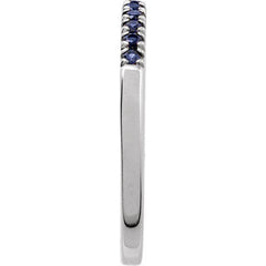 14K White Gold Lab-Grown Blue Sapphire Stackable Ring