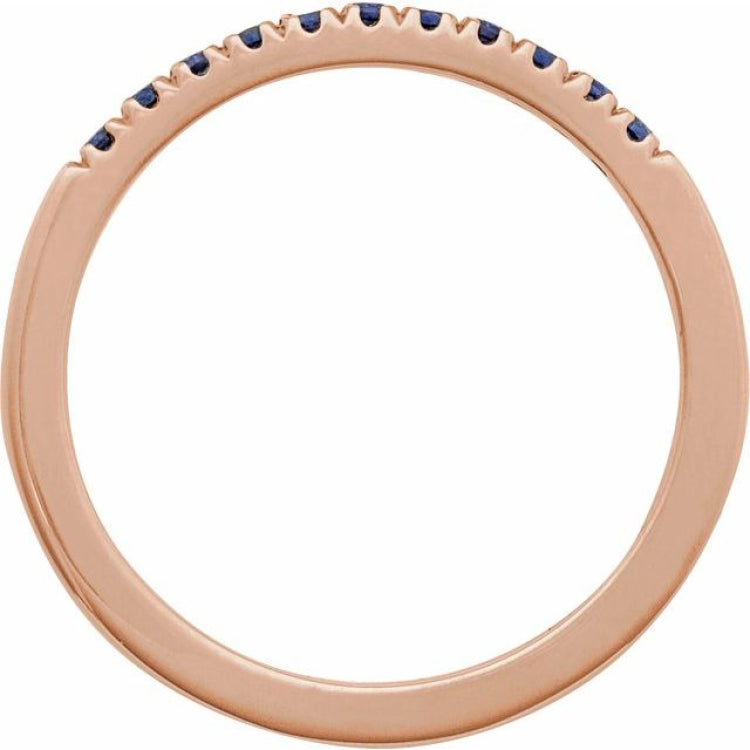 14K Rose Gold Lab-Grown Blue Sapphire Stackable Rin