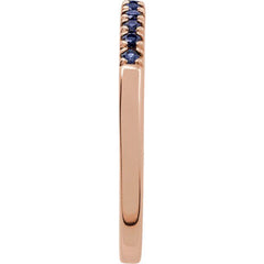 14K Rose Gold Lab-Grown Blue Sapphire Stackable Rin