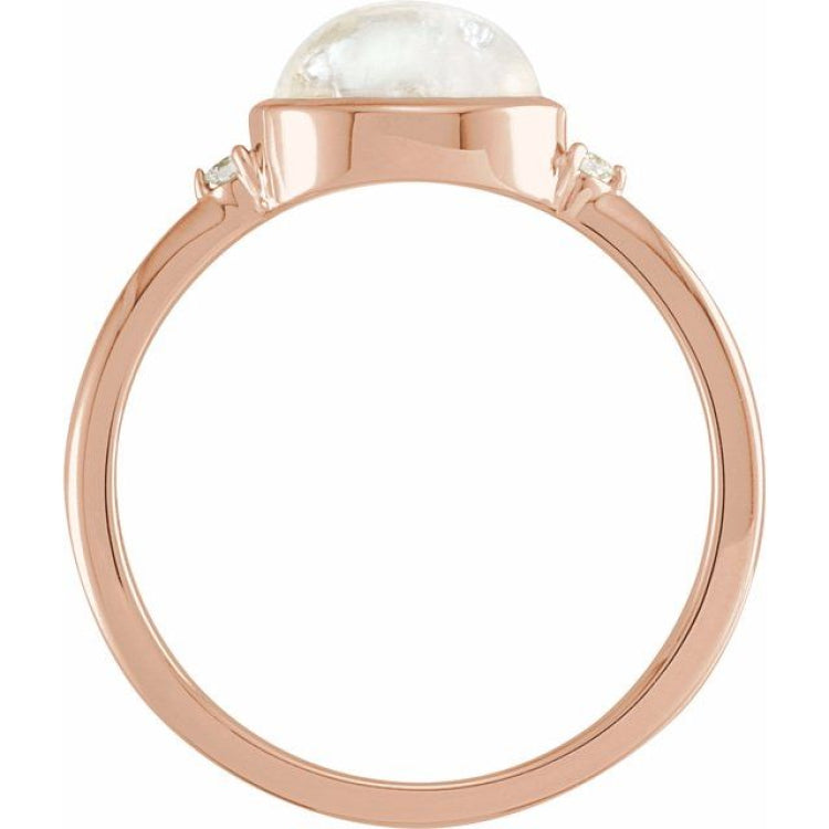 14K Rose Gold Natural Rainbow Moonstone & .03 CTW Natural Diamond Ring