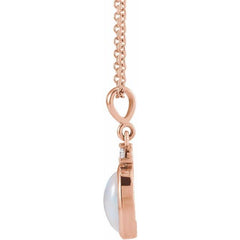 14K Rose Gold 12x10 mm Natural White Opal & .03 CT Natural Diamond 16-18" Necklace