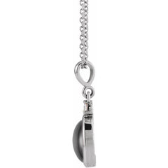 14K White Gold 10x8 mm Natural Black Onyx & .03 CT Natural Diamond 16-18" Necklace