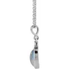 Platinum 5x3 mm Natural Rainbow Moonstone & .03 CT Natural Diamond 16-18" Necklace
