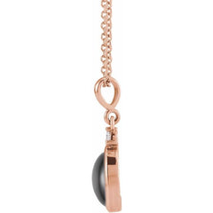 14K Rose Gold 5x3 mm Natural Black Onyx & .03 CT Natural Diamond 16-18" Necklace