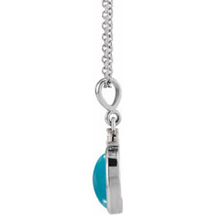 Platinum 10x8 mm Natural Turquoise & .03 CT Natural Diamond 16-18" Necklace