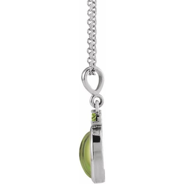 Platinum 8x6 mm Natural Peridot 16-18" Necklace