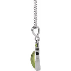 Sterling Silver 8x6 mm Natural Peridot 16-18" Necklace