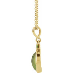 14K Yellow Gold 8x6 mm Natural Peridot 16-18" Necklace