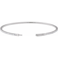 14K White Gold 1 1/2 CTW Natural Diamond Flexible Bangle 7" Bracelet
