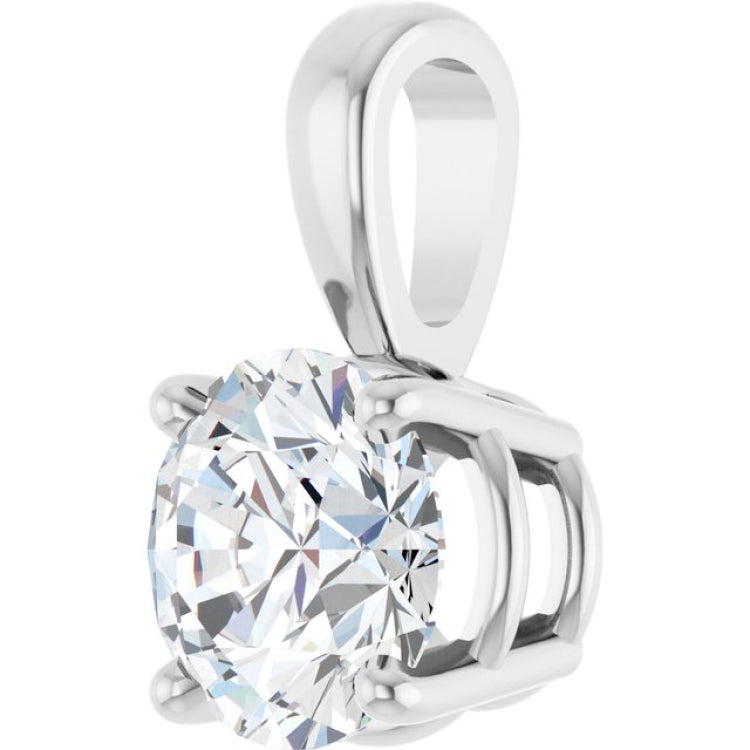 14K White Gold 3/4 CT Natural Diamond Pendant