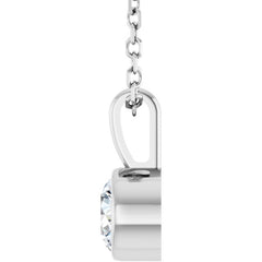 Sterling Silver 1/3 CT Natural Diamond Bezel-Set Solitaire 16-18" Necklace