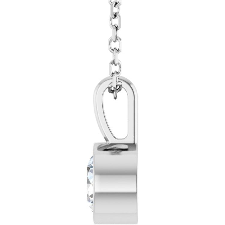 14K White Gold 1/2 CT Lab-Grown Diamond Bezel-Set Solitaire 16-18" Necklace