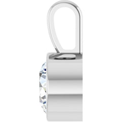 Sterling Silver 9/10 CT Natural Diamond Bezel-Set Solitaire Pendant