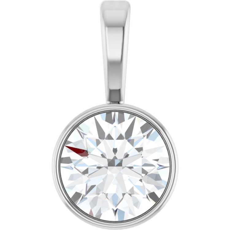 Sterling Silver 1/2 CT Lab-Grown Diamond Bezel-Set Solitaire Pendant