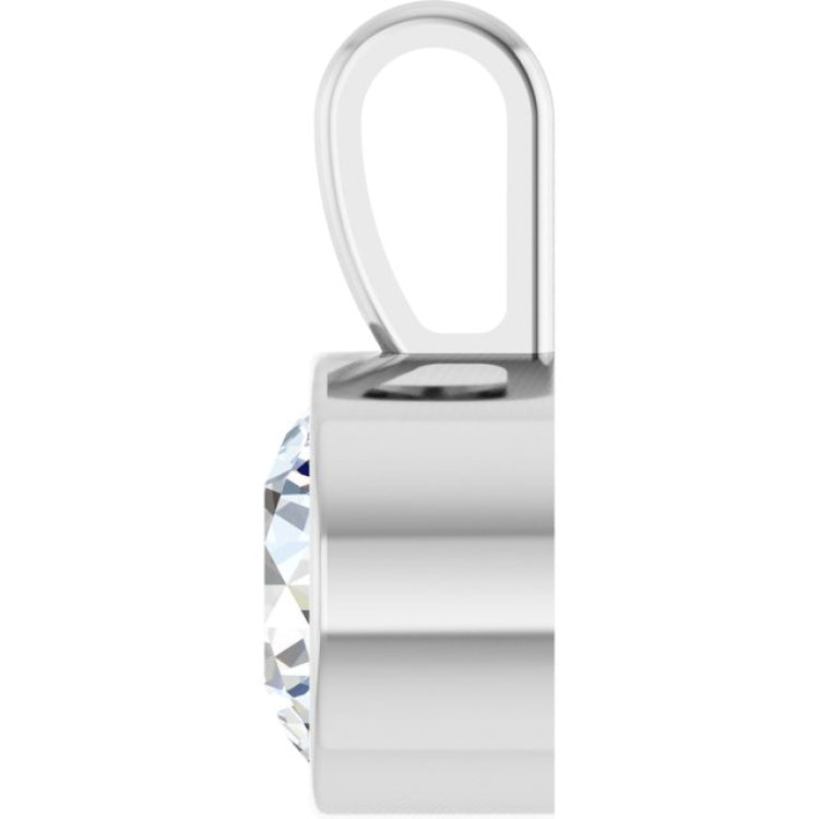 14K White Gold 9/10 CT Lab-Grown Diamond Bezel-Set Solitaire Pendant