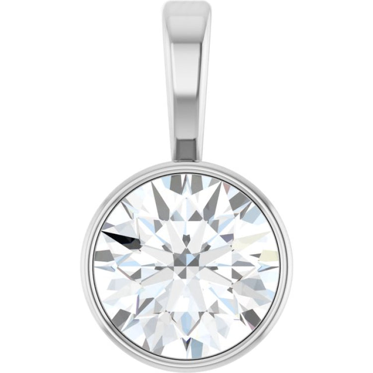 Platinum 9/10 CT Lab-Grown Diamond Bezel-Set Solitaire Pendant