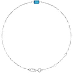 14K White Gold Natural Blue Zircon 6 1/2-7 1/2" Bracelet