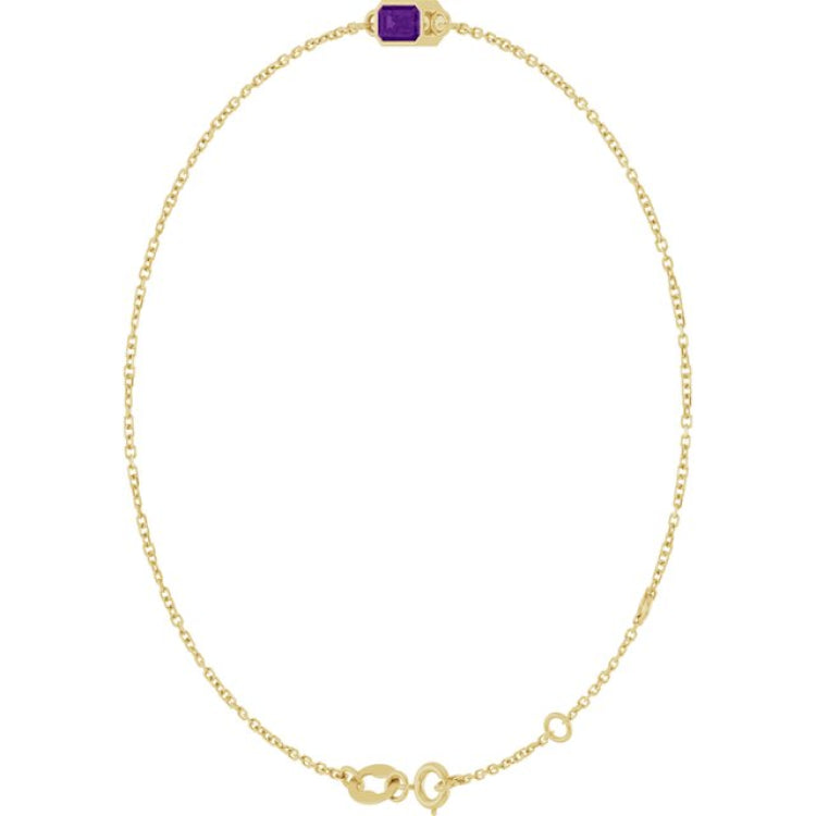 14K Yellow Gold Natural Amethyst 6 1/2-7 1/2" Bracelet