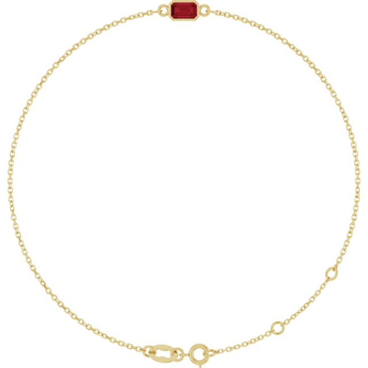 14K Yellow Gold Natural Ruby 6 1/2-7 1/2" Bracelet