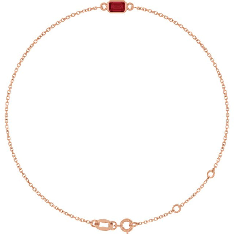 14K Rose Gold Natural Ruby 6 1/2-7 1/2" Bracelet