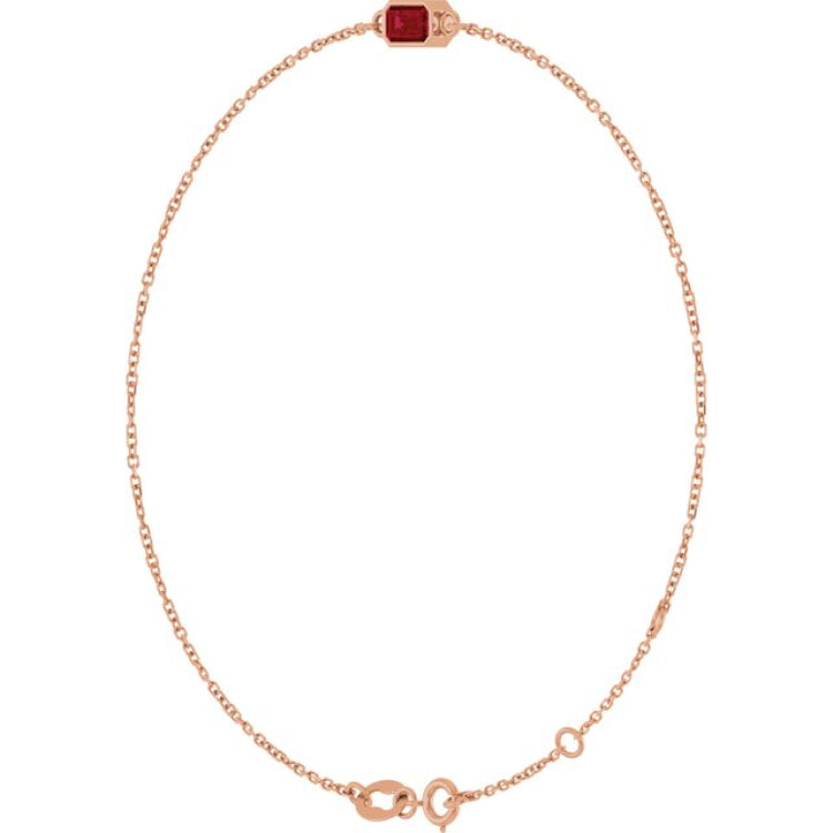 14K Rose Gold Natural Ruby 6 1/2-7 1/2" Bracelet