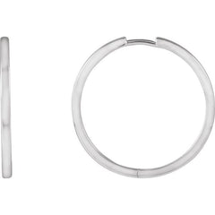 14K White Gold Hinged 25 mm Hoop Earrings