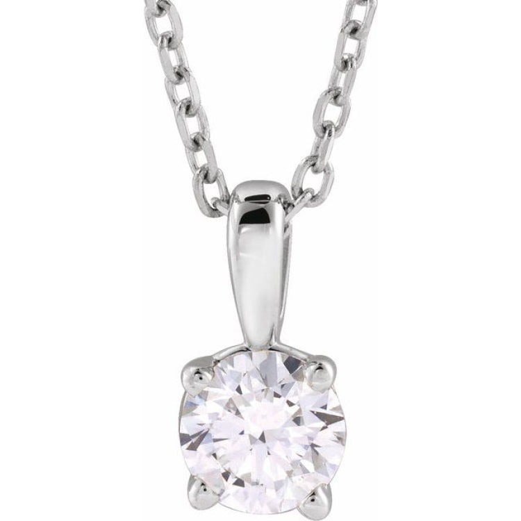 14K White Gold 1/2 CT Natural Diamond 18" Necklace