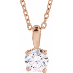 14K Rose Gold 1/2 CT Natural Diamond 18" Necklace