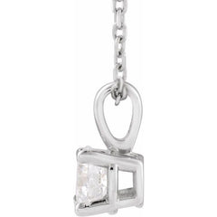 14K White Gold 1 CT Natural Diamond 18" Necklace