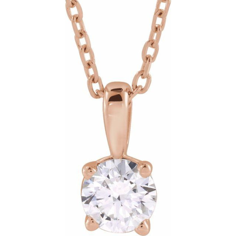 14K Rose Gold 1/3 CT Lab-Grown Diamond 18" Necklace