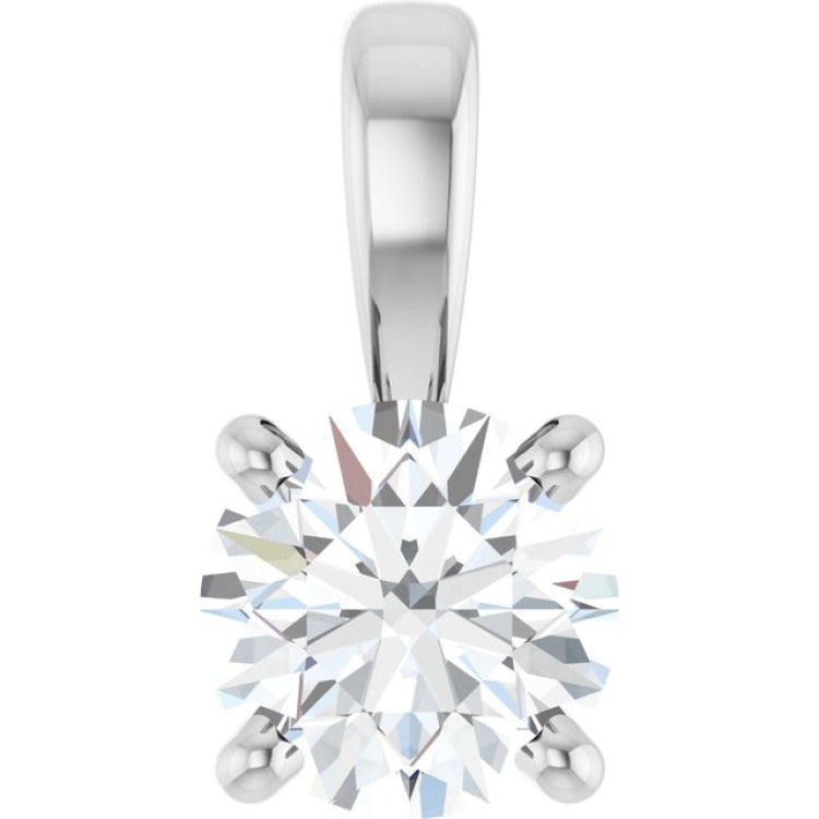 14K White Gold 1/3 CT Lab-Grown Diamond Pendant