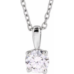 14K White Gold 1/2 CT Lab-Grown Diamond 18" Necklace