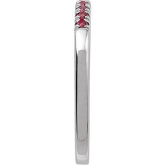 10K White Gold Lab-Grown Ruby Stackable Ring