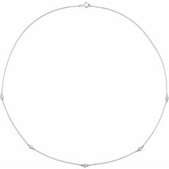 14K White Gold 1/4 CTW Natural Diamond 5-Station 18" Necklace