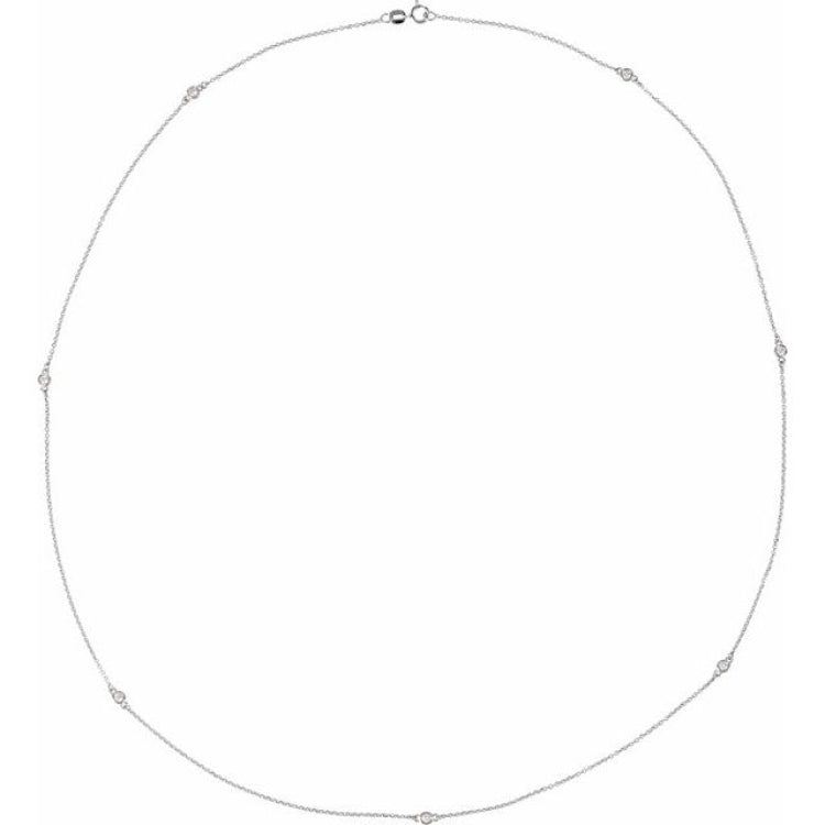 Sterling Silver 1/3 CTW Natural Diamond 7-Station 24" Necklace