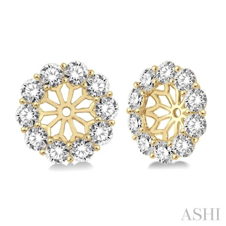 1 1/2 Ctw Round Cut Diamond Earrings Jacket in 14K Yellow Gold