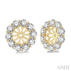 1 1/2 Ctw Round Cut Diamond Earrings Jacket in 14K Yellow Gold