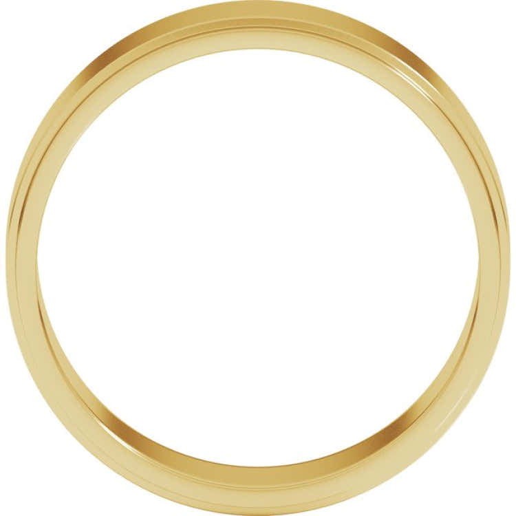14K Yellow Gold 6 mm Stepped-Edge Flat Band Size 8