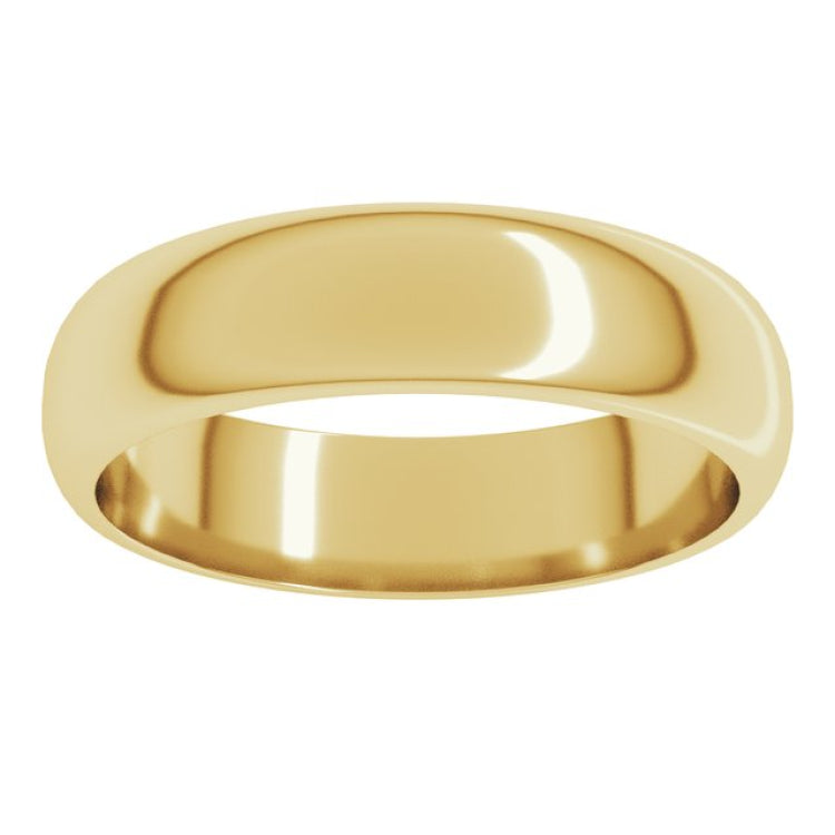 14K Yellow Gold 5 mm Half Round Band Size 11