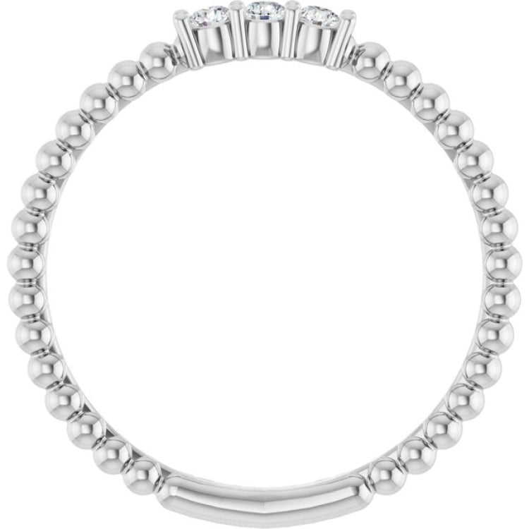 14K White Gold 1/10 CTW Natural Diamond Beaded Ring