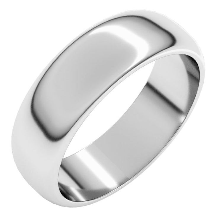 14K White Gold 6 mm Half Round Band Size 14