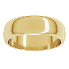 18K Yellow Gold 6 mm Half Round Band Size 8.5