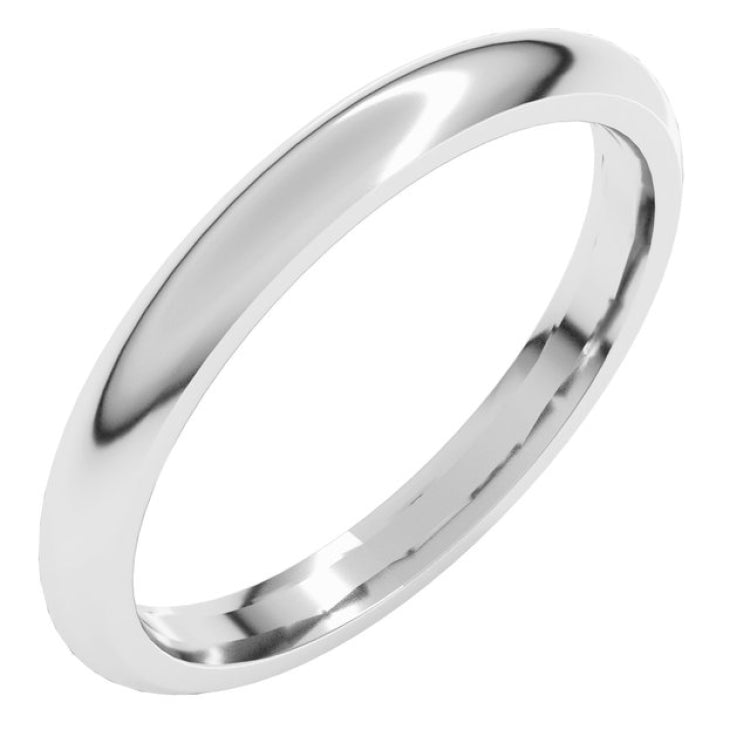 14K White Gold 2.5 mm Comfort-Fit Half Round Band Size 5