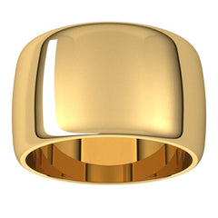 14K Yellow Gold 12 mm Half Round Band Size 9